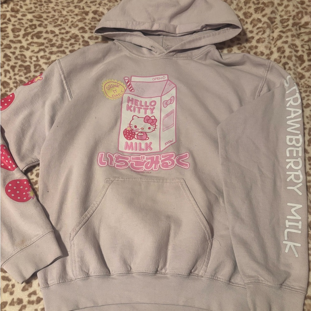 Hello Kitty Light Purple Strawberry Milk Hoodie